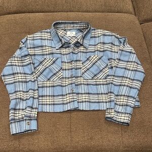 Blue Plaid Cropped Shirt